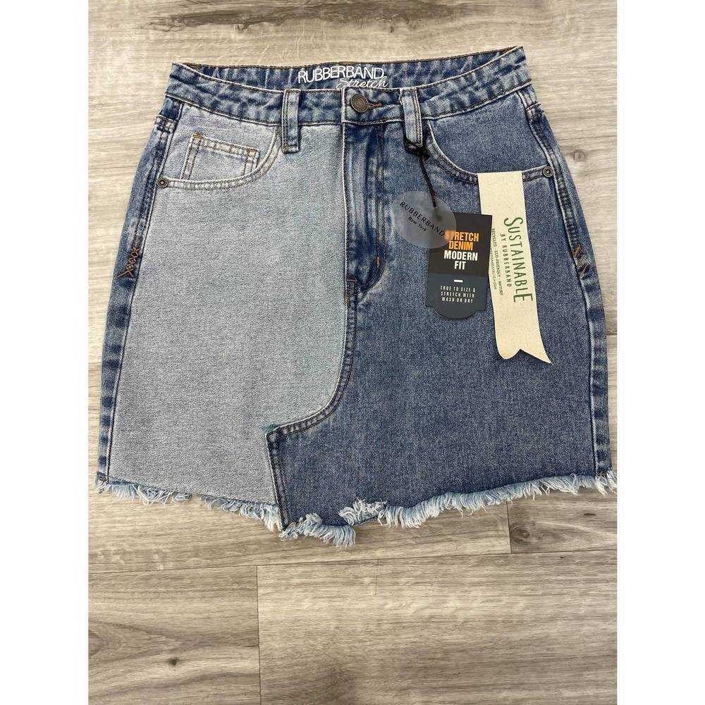 NEW RUBBERBAND reconstructed denim skirt in denim